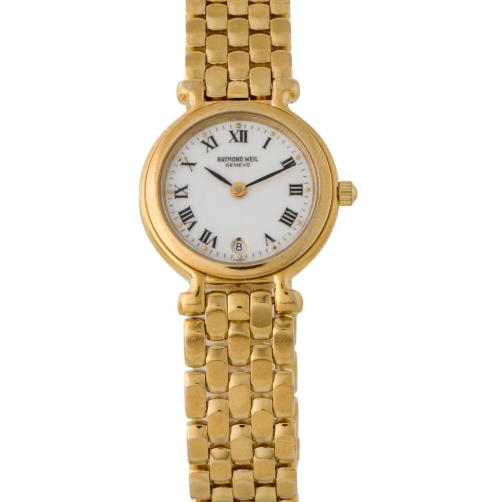 RAYMOND WEIL LADIES GOLD 23MM BUTTERFLY CLASP WATCH